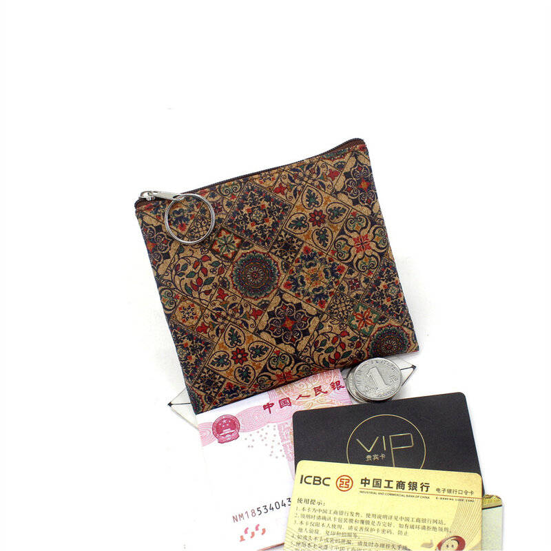 Винтажный цветочный кошелек для монет для женщин, Дамский Ретро кошелек для карт, сумка для ключей на молнии, портативная помада, сумка для хранения банковских карт