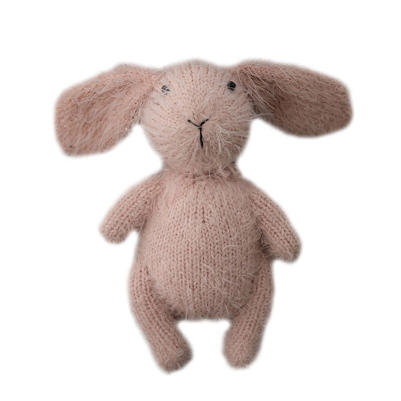 Recién nacido Mohair conejo juguete fotografía Prop bebé hecho a mano tejido conejito muñeca