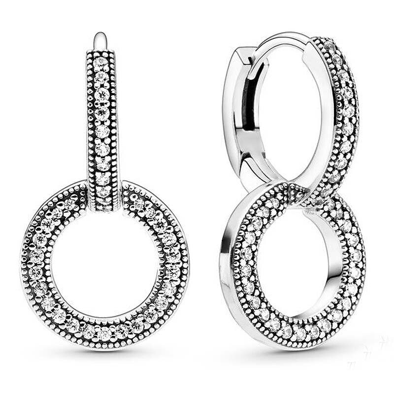 Женские серебряные серьги-кольца с замком