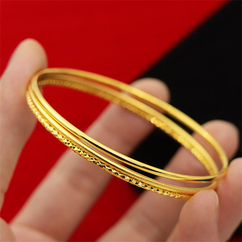 2 مللي متر رقيقة جدا بسيطة سوار دائري الذهب اللون مطلي الكلاسيكية دائرة واحدة الإسورة للنساء دبي تكويم مجوهرات 60/62/65 مللي متر