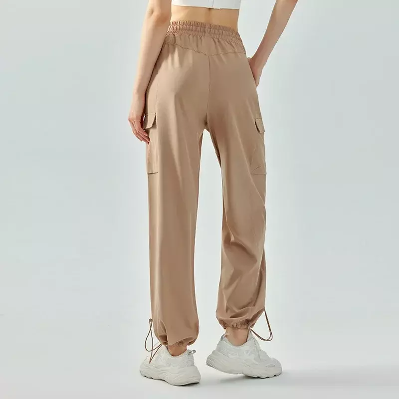 High-waist Loose Drawstring Sweatpants Women's High-elastic Wide-leg Slim Fitness Pants Outdoor Running Quick-drying Sweatpants