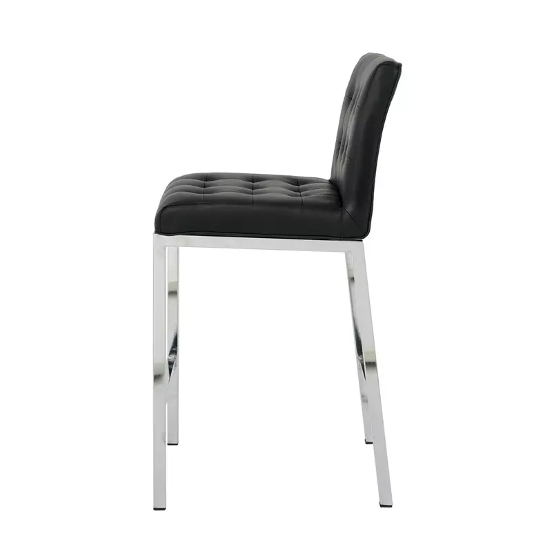 كرسي عالي العداد مطلي بالكهرباء ، كرسي بار أسود من البولي يوريثان ، تصميم حديث ، مطبخ ومطعم ، مجموعة من 2