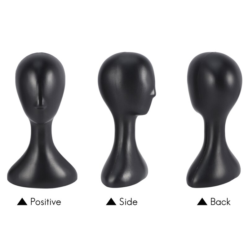 Cabeza de Peluca de plástico alto para mujer, cabeza de modelo femenino, negro