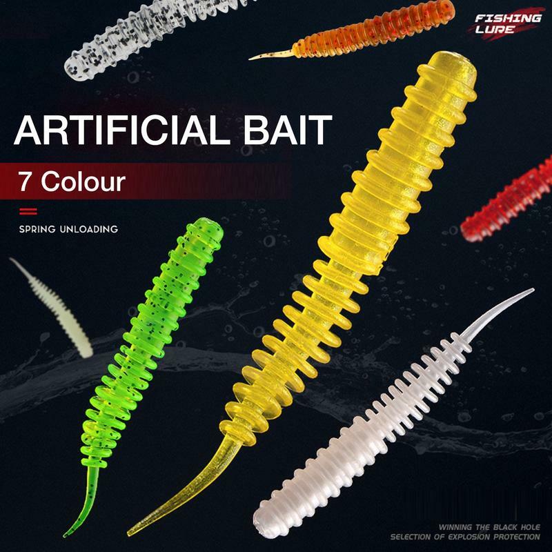 Soft Fishing Lures vara Worms, Bionic Bait flexível, Truta Jig, água salgada e de água doce, 1,3g, 6 centímetros