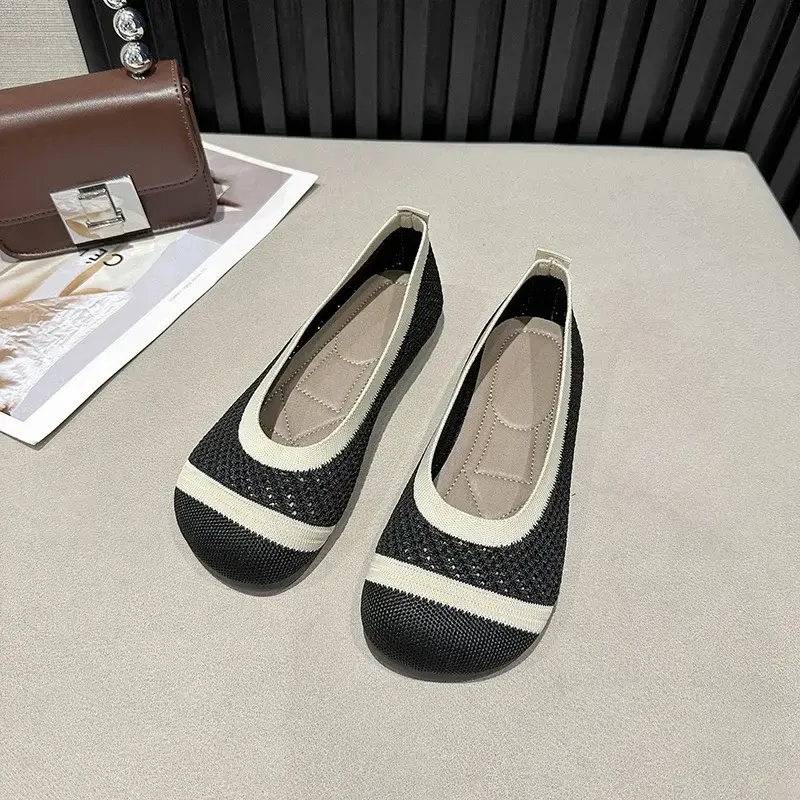 2024 new Spring Woman Flat Shoes Lady Summer Breathable Mesh Square Toe Non-slip Sole Casual Shoes Female Slip-on Barefoot Shoes