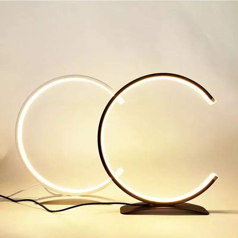Lámpara LED de mesa para lectura, luz de noche con atenuación táctil, moderna y minimalista, Semicircular, de aluminio, para sala de estar, dormitorio y mesita de noche