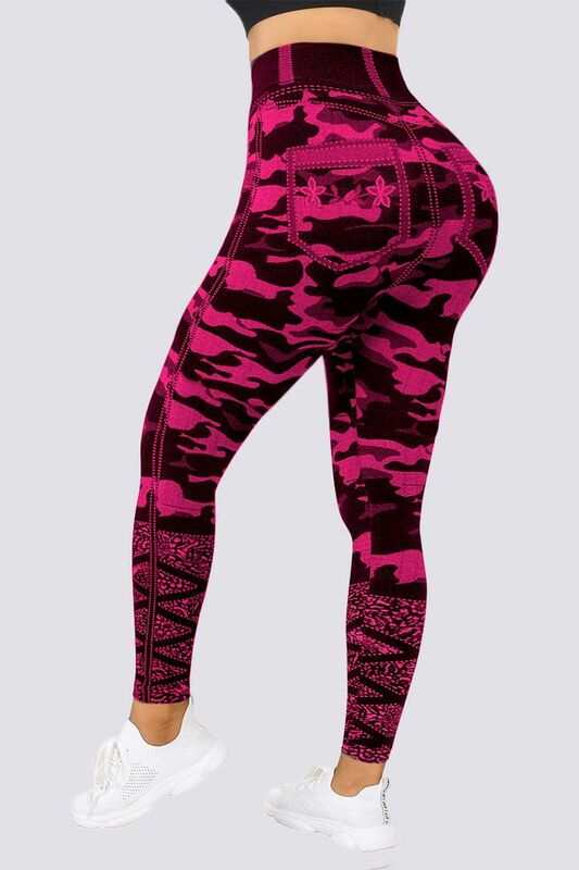 Women's Pants 2023 Summer New Fashion Camo Imitation Denim Tights Elastic Fit Yoga Breathable Sports Fitness Pants