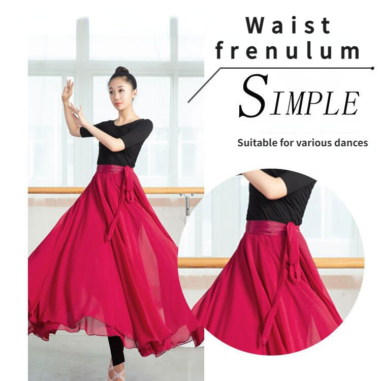 Taneczna spódnica swingowa ze sznurowaną jednoczęściową szyfonową spódnica do ćwiczeń, spódnica głosowa tancerza, klasyczna kostium taneczny