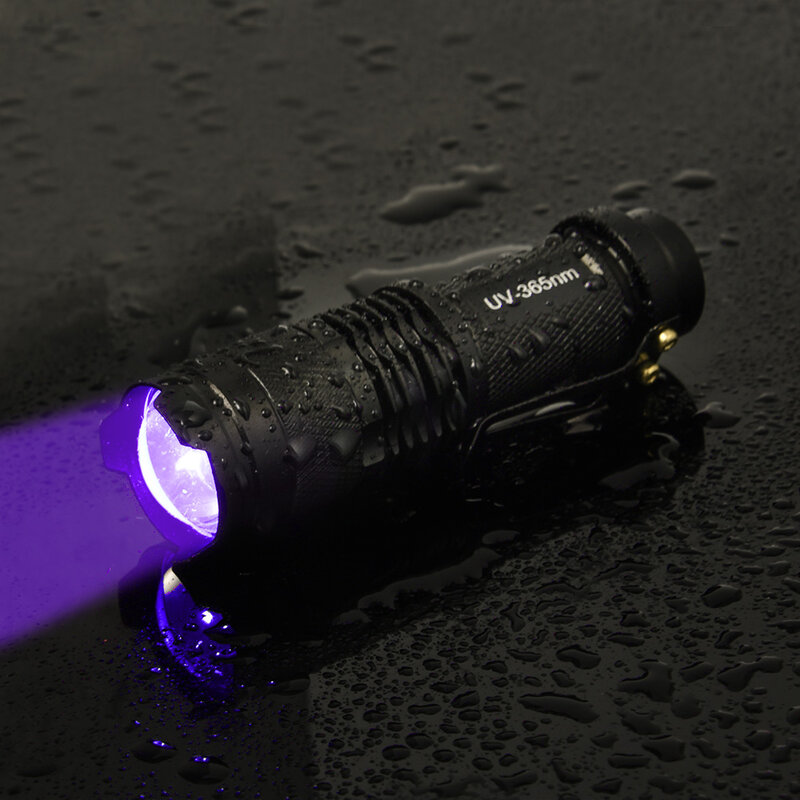 Lanterna LED UV Blacklight, 365nm, 395nm, Escorpião, Luz, Pet Detector de Urina, Zoomable, Ultravioleta, Ao ar livre, Iluminação Camping