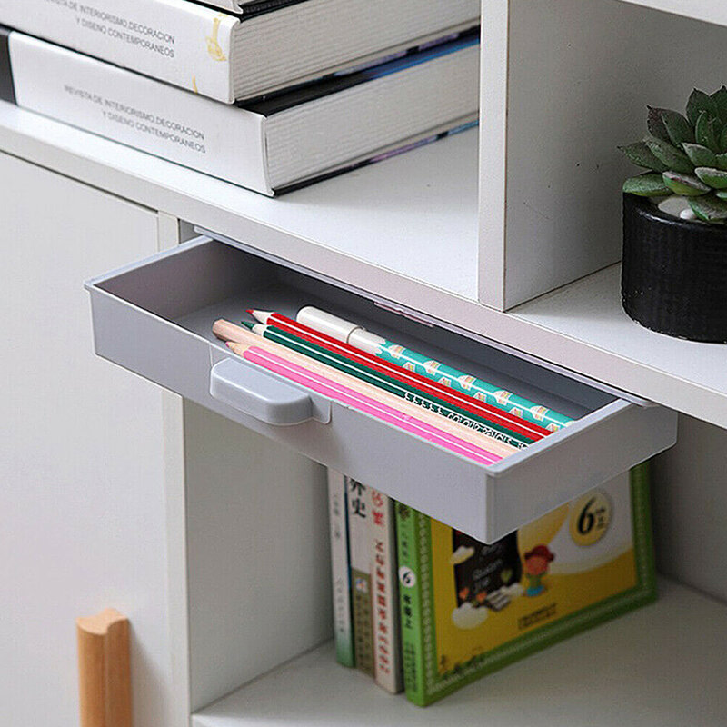 Creative Drawer Organizer No Punch Holes Under Desk Stationery Box Sticky Small Drawer Office Home Organizer