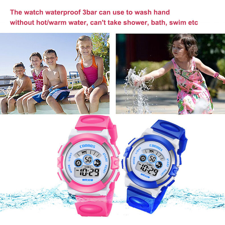 Детские спортивные часы в стиле милитари, цветные светильник ные цифровые часы с подсветкой, светящиеся водонепроницаемые электронные часы для мальчиков и девочек