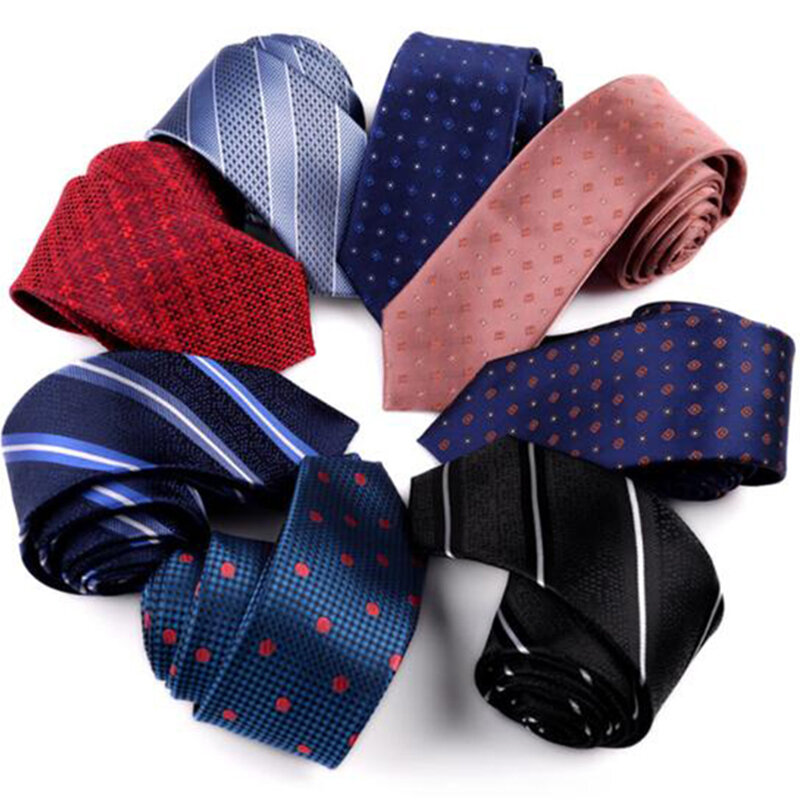 Classic 6cm Slim Red Dark Blue Tie Men's Narrow Striped Solid Print Neck Tie for wedding Party Office Formal Occasions Gift Tie