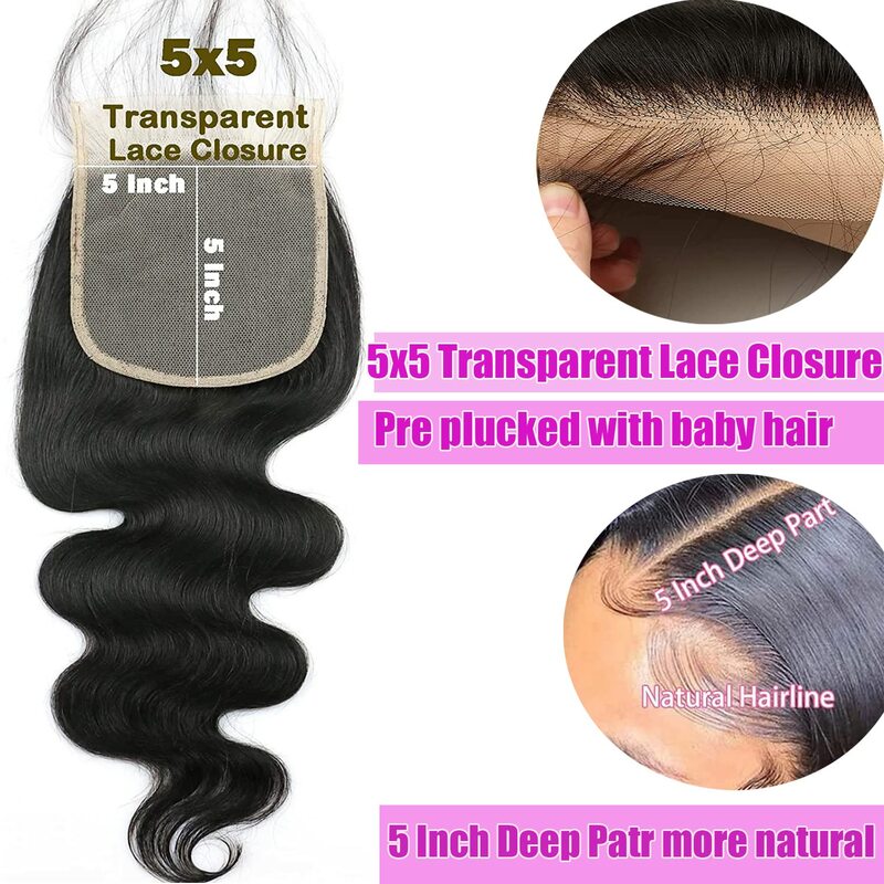 Lichaam Wave Menselijk Haar Bundels Met Sluiting Brazilian Hair Weave 3/4 Bundels Met Kant Sluiting 13X4 Oor Tot oor Remy Haarverlenging