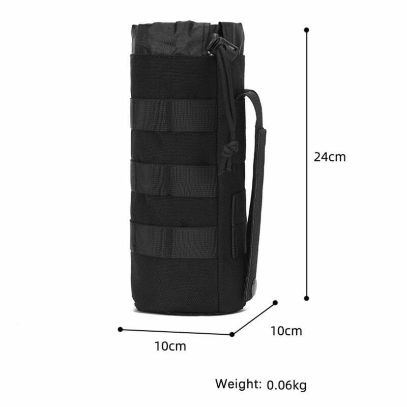 Outdoor Camping Hiking Molle Kettle Bag Adjustable Drawstring Mesh Bottom Crossbody Water Bottle Holder Pouch