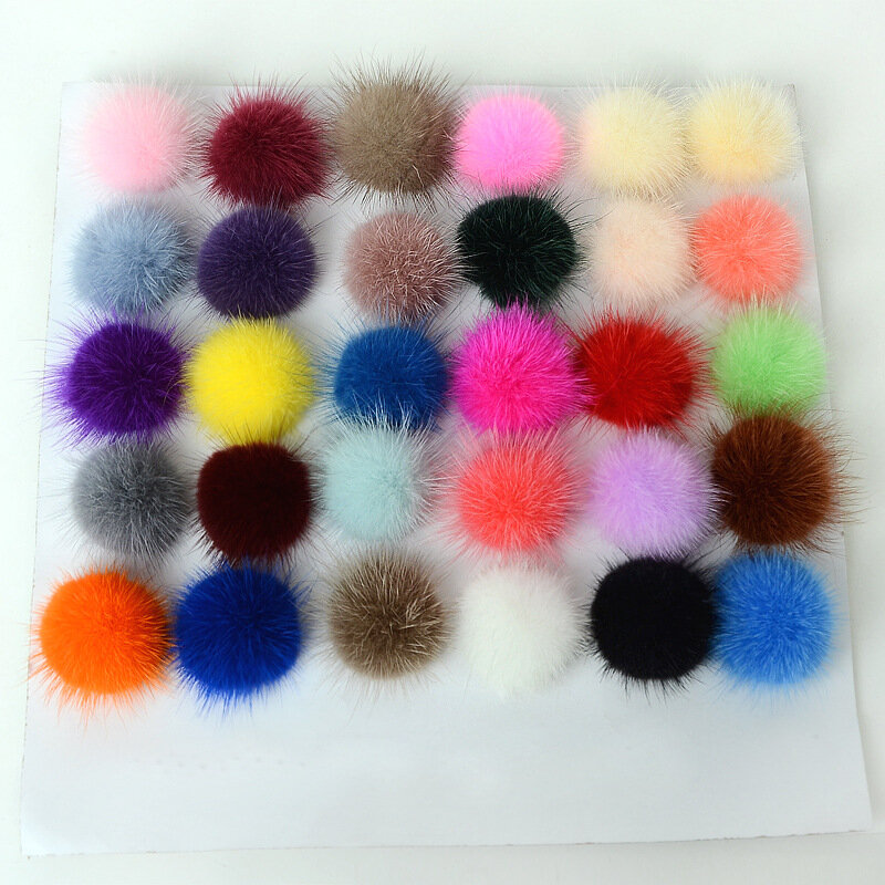 Mink Pompom Fur Balls, Pompon DIY para costura, Knitted Keychain Scarf Shoes and Chapéus, Acessórios de Jóias Artesanato, 25mm, 30mm, 40mm, 50cm
