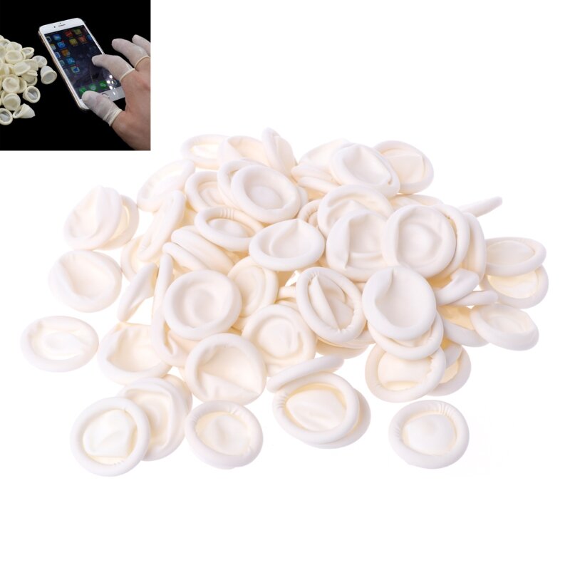 Disposable Latex Finger Caps, 100 Pieces, Non-skid Natural Rubber Gloves, Finger Guard, Disposable Tool