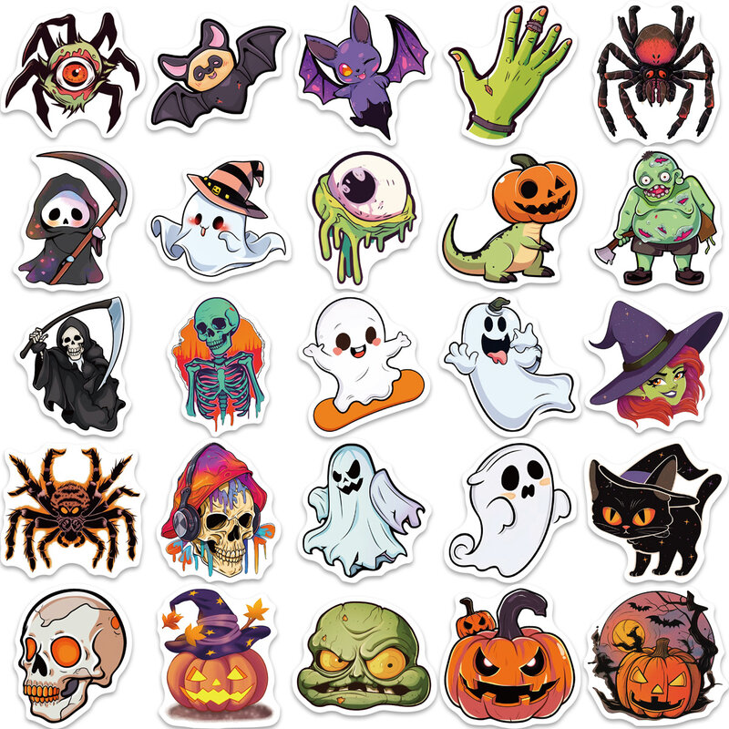 50 buah kartun Halloween Thriller seri stiker grafiti cocok untuk helm Laptop Dekorasi Desktop mainan stiker DIY