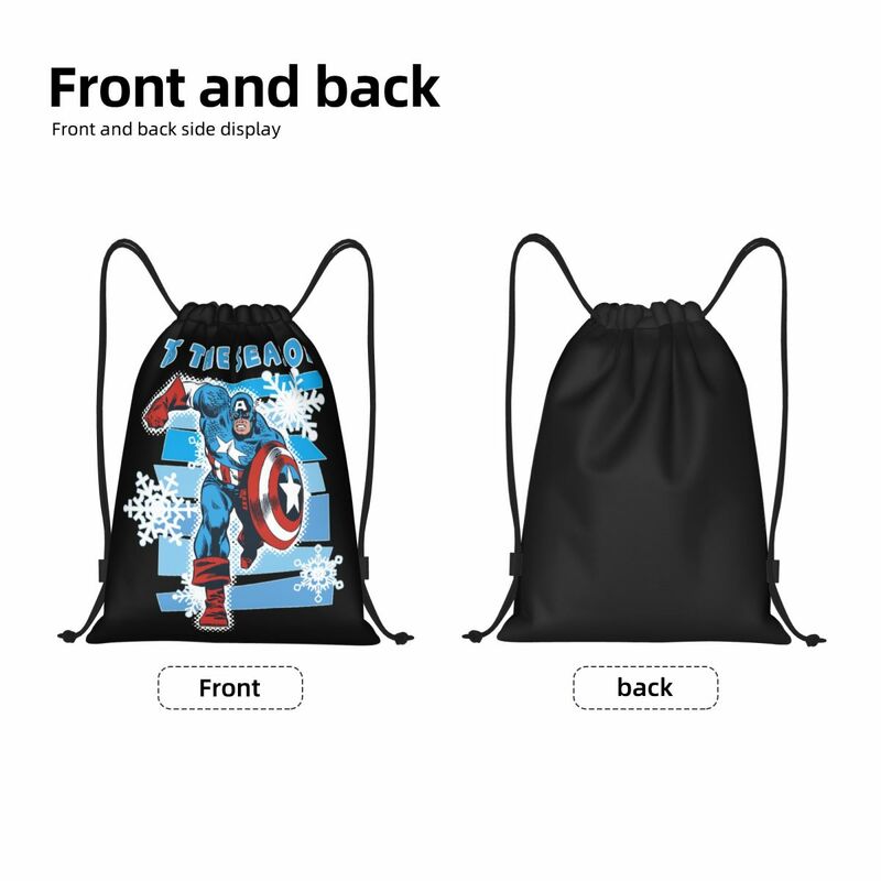 Персонализированная Праздничная сумка на шнурке Captain America для тренировок, рюкзаков для йоги, мужские и женские спортивные рюкзаки для спортзала