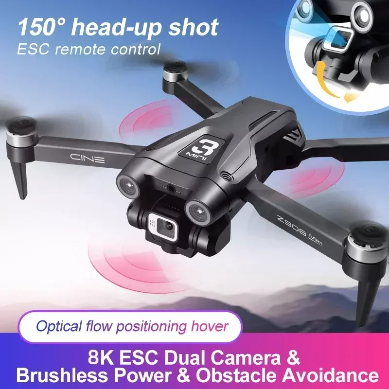 샤오미 Z908Pro Max 드론 듀얼 카메라, 8K 전문 브러시리스 모터, GPS FPV 장애물 회피 접이식 쿼드콥터, 9000m