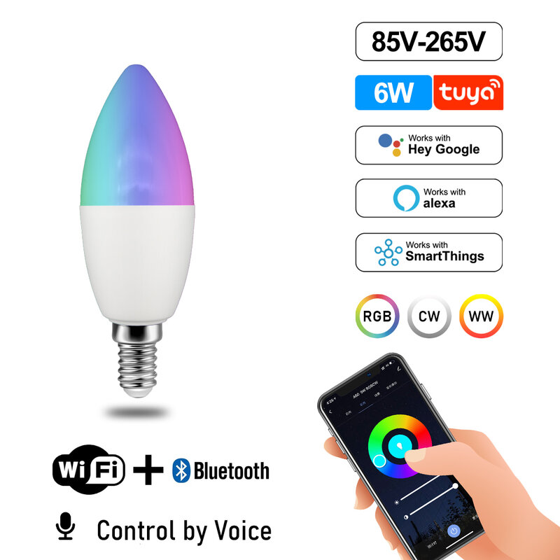 Controllo vocale 10w RGBCW WIFI Smart GU10 lampadina dimmerabile E27 B22 Wifi Led lampada magica AC110V 220V funziona con Alexa Google Home