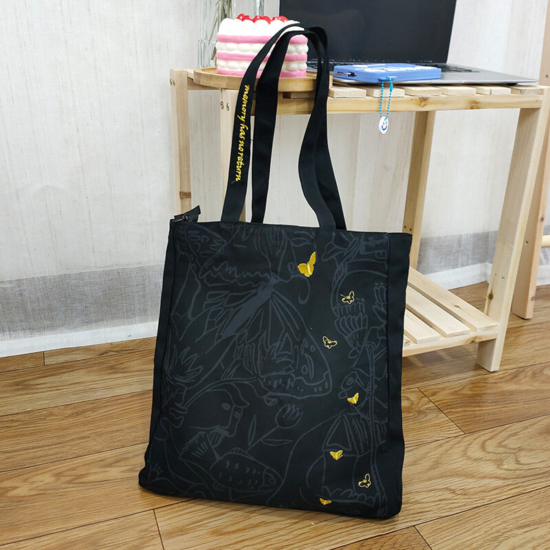 Shoulder bag Korean version of the fashion wild large capacity small fresh shoulder embroidery butterfly canvas bag