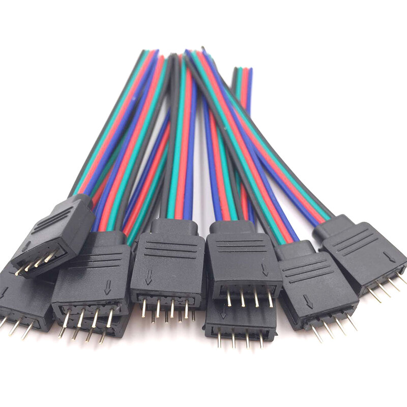 10 pièces connecteur de lumière LED RGBW RGB 4 broches RGBW prise mâle et femelle câble de connexion fil pour 5050 RGB RGBW LED bande lumineuse