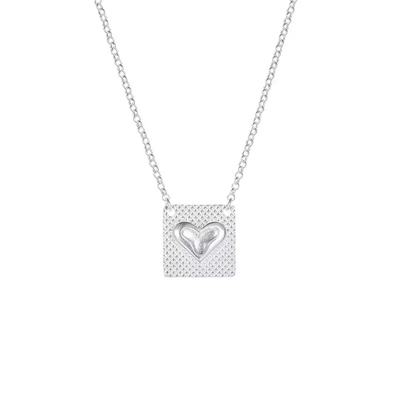 925 Sterling Silver New Ladies Fashion Jewelry alta qualità Cool Squares Love Heart collane con ciondolo per le donne lunghezza 45CM
