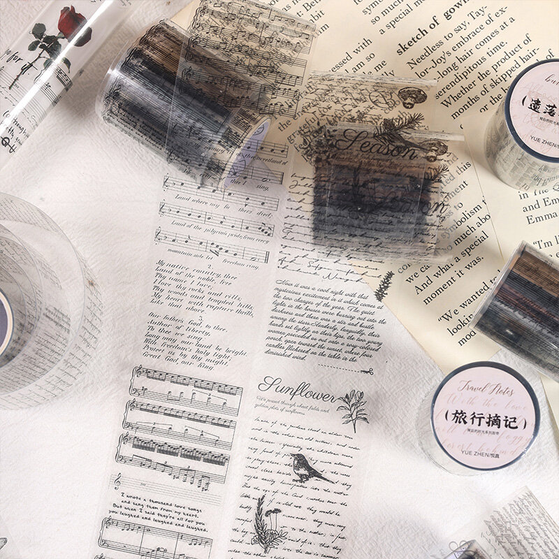 Yoofun-Cinta adhesiva de letras de bosque para mascotas, estilo Retro, libro de recortes, diario, letras de escritura en inglés, Vintage, 5x300cm
