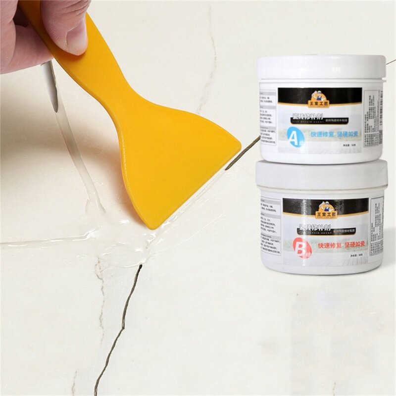 K1KA Keramik Perbaikan Pasta Cepat Kering Porselen Putih-Retak Chip Porselen-Perbaikan-Kit Bak Ubin Shower Perbaikan perekat 2