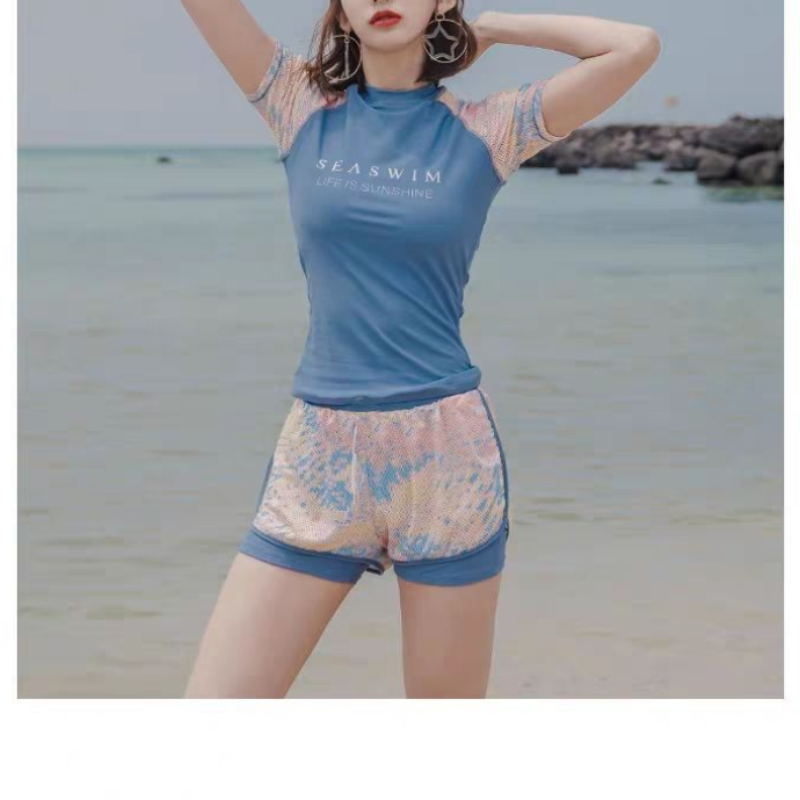 2023 Summer Fashion Sunscreen Women's Swimsuit New Casual Age Reducing, Covering the Belly, Showing Slim Sports Style Swimsuit