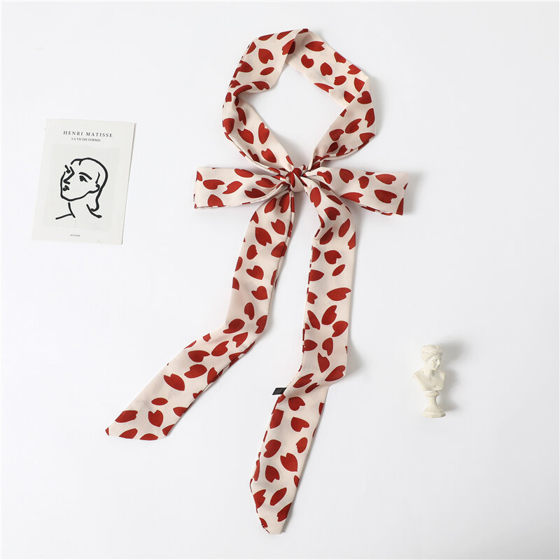 Женский Шелковый Атласный длинный шарф с принтом, 198*5 см