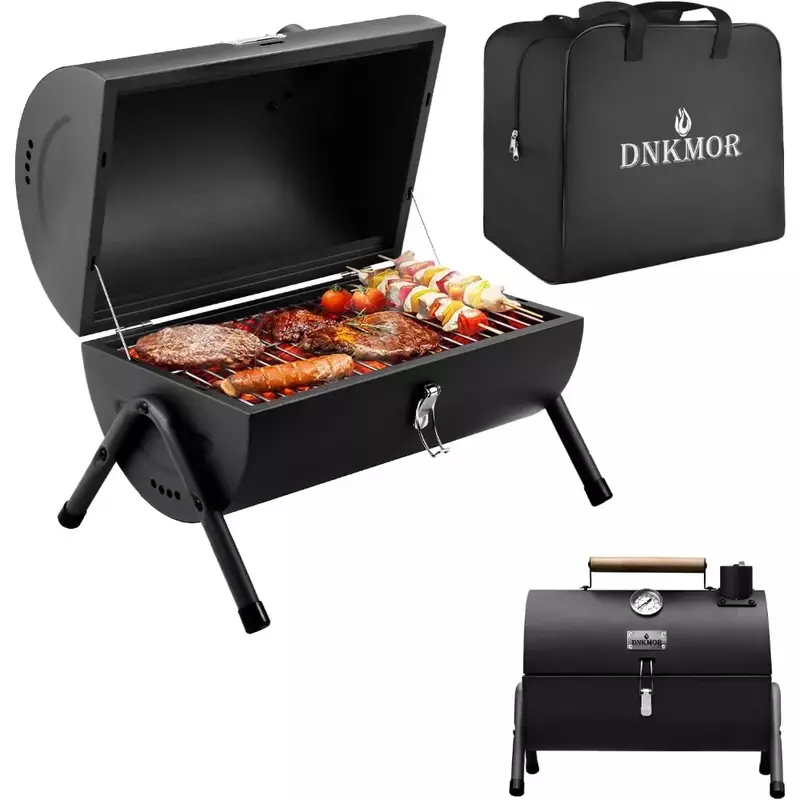 Portable Charcoal Grill, Tabletop Outdoor Barbecue Smoker, Small BBQ Grill for Outdoor Cooking Backyard Camping Picnics Beach