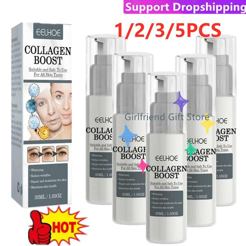 Collagen Boost Anti-Aging Soro, Corrector de manchas escuras, Creme facial, Mancha escura, Remoção de rugas escuras, Atacado, 1, 2, 3, 5Pcs, 30ml