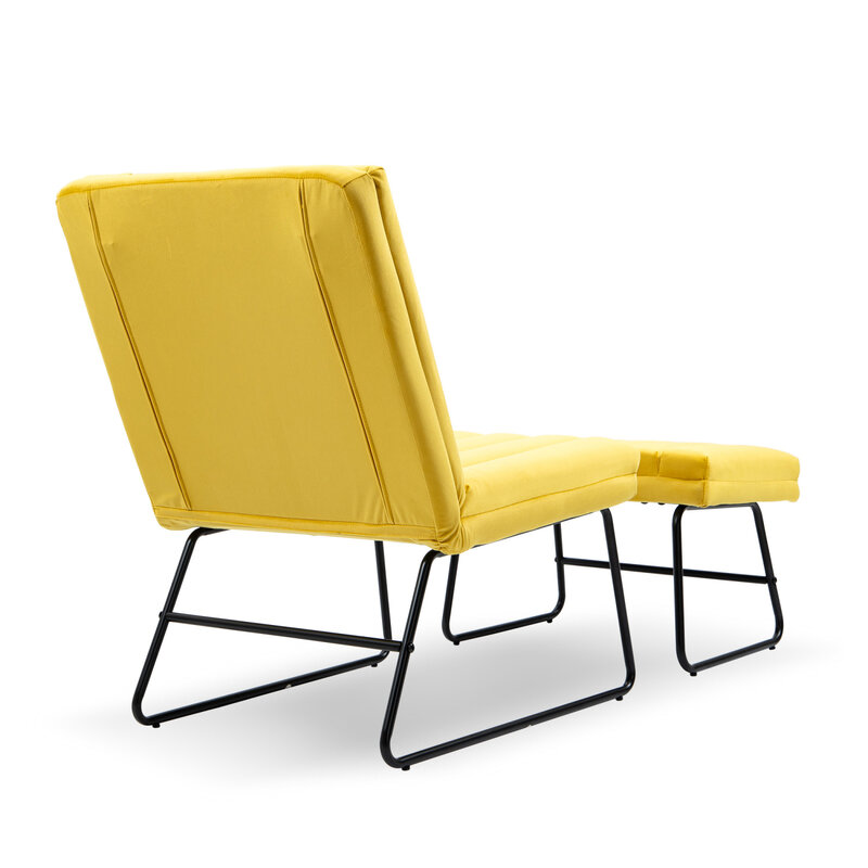 Silla de salón moderna amarilla para relajarse y desenredar, juego de sofá individual tapizado, cómodo y contemporáneo