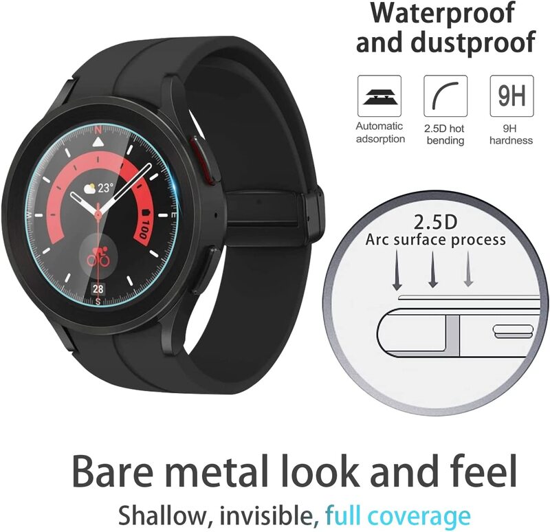 Pantalla de protección de reloj HD, película templada de cobertura completa, transparente, resistente a los arañazos, para Samsung Galaxy Watch5Pro, 45mm, 3 uds.