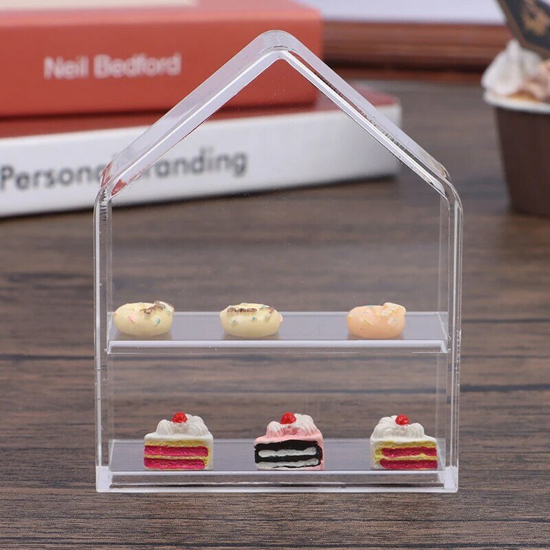 1:12 Dollhouse Display Shelf Dessert Cake Rack Showcase Display Case Model For Doll House Decor Kids Toys Gift