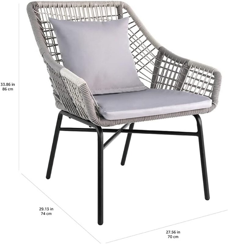 Outdoor All Weather Rope Club Chair with Steel Frame and Cushions  Indoor and Outdoor Furniture Party of Friends
