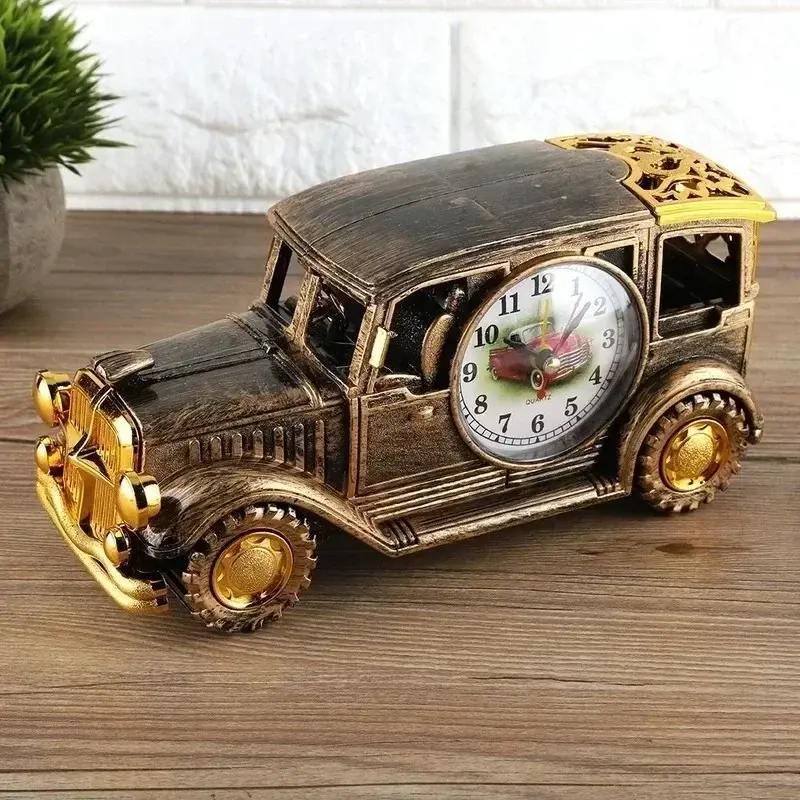 Vintage Creative Pen Holder Alarm Clock Classical Car Gift for Students Desk Organizer School Supplies Accessories Stationery