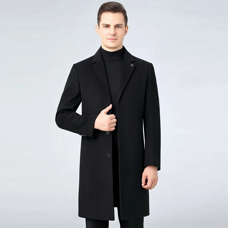 100% 양면 캐시미어 코트 남성용, 무릎 길이 양모 코트 및 재킷, 가을 겨울 외투, 로파 FCY, 신제품