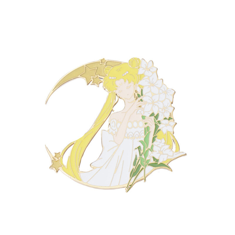 5cm Anime Sailor Moon Tsukino Usagi księżniczka spokój nowa królowa spokój rekwizyty do Cosplay metalowa plakietka przypinka stop broszka akcesoria