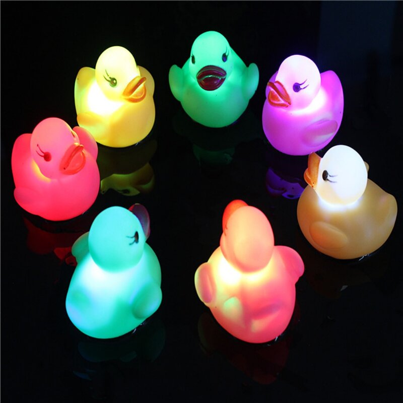 Luminous Duck Bath Toy Baby Shower Toy Water Play Summer Pool Beach Toys Rubber Float Duck For Infant Bathing Birthday Gift