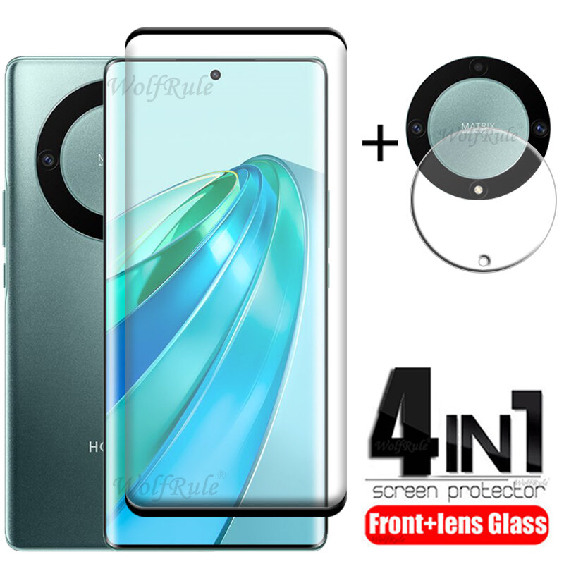 Protecteur d'écran en verre 9H 4 en 1 pour téléphone Huawei, film d'objectif pour Honor Magic 5 Lite 5 et 6 Lite