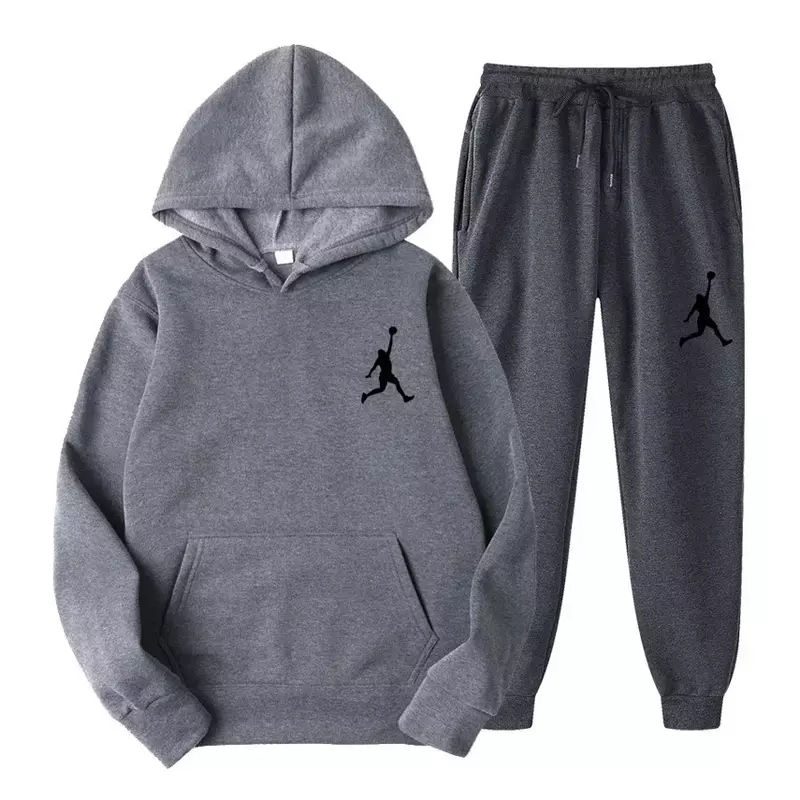 Chándal de marca de invierno para hombre, conjunto de Jersey de manga larga y pantalones de Jogging, 2 piezas, trajes deportivos para correr, 2024