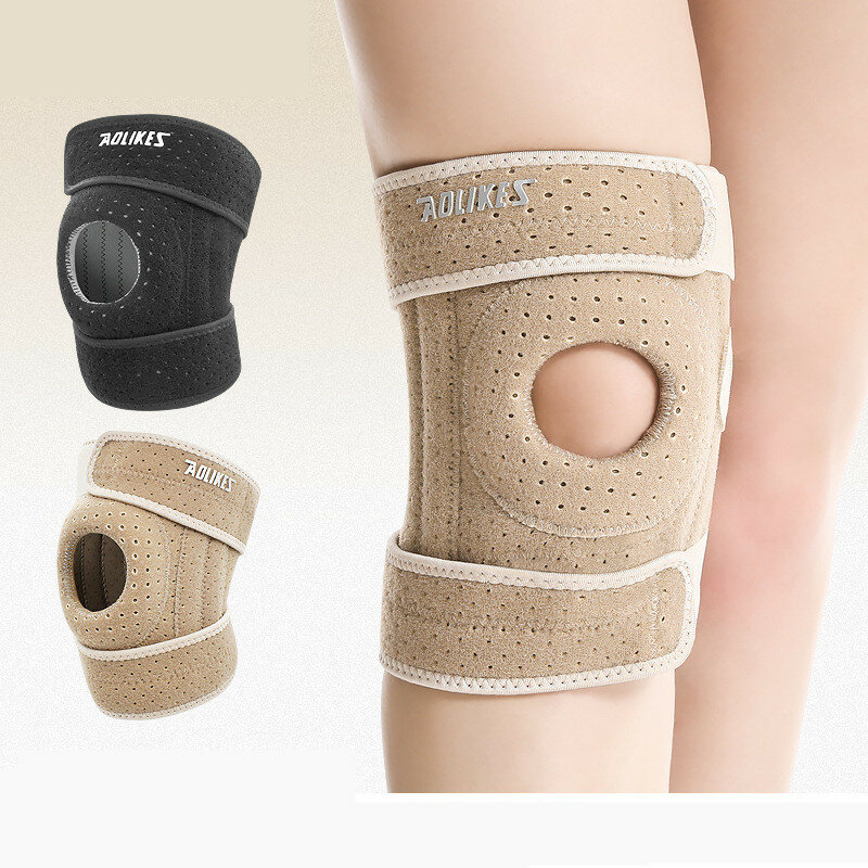Bantalan pelindung lutut hangat olahraga, 1 buah bantalan tempurung lutut dapat disesuaikan meringankan nyeri sendi lutut mendaki gunung bersepeda basket