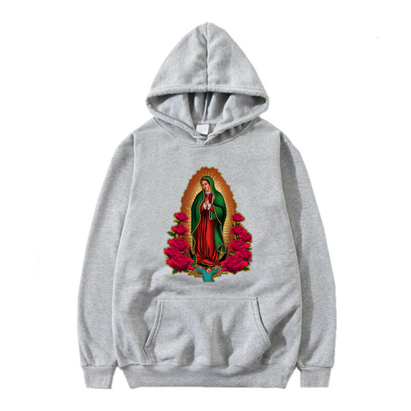 Sudadera con capucha de la Virgen María de Guadalupe para hombre y mujer, jersey de manga larga Simple, moda urbana, sudadera grande Y2k