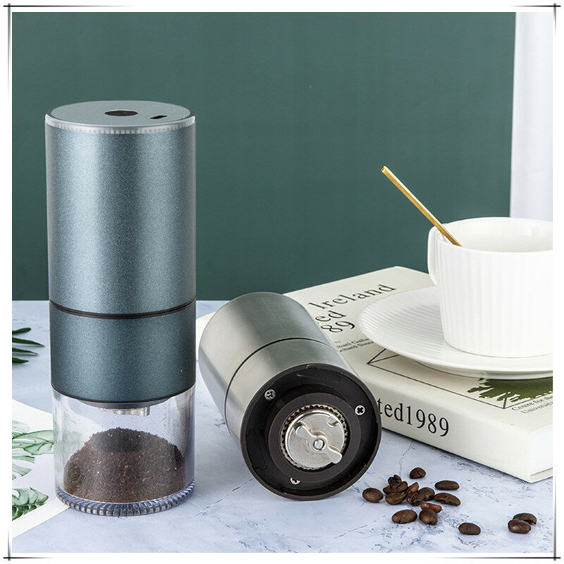 Gerinda biji baja tahan karat portabel elektrik tipe-c, penggiling biji kopi kecil Italia untuk rumah tangga