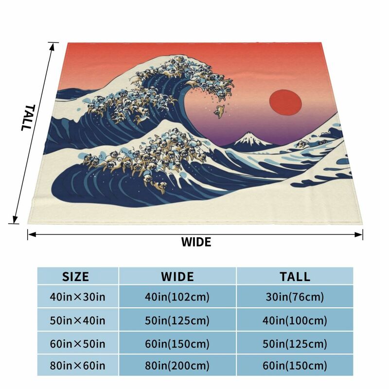 The Great Wave of Pug Throw Blanket cosplay anime Shaggy Blanket Blanket For Baby Bed linens