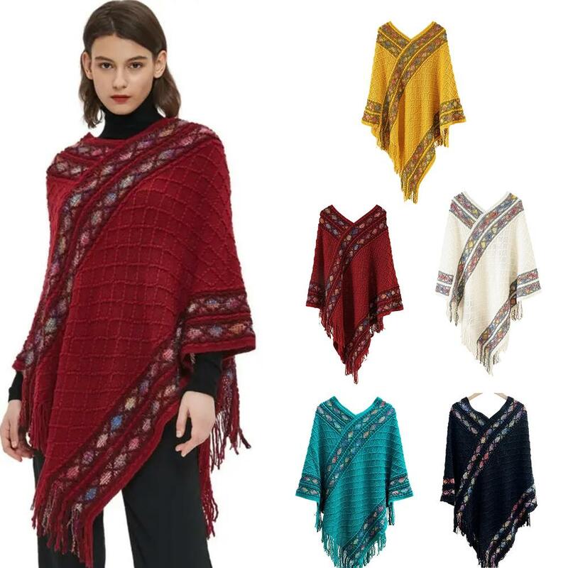 Jersey Retro con borlas para mujer, chal de estilo étnico Retro, prendas de vestir de punto, abrigo con borlas, ropa de Turismo de Yunnan