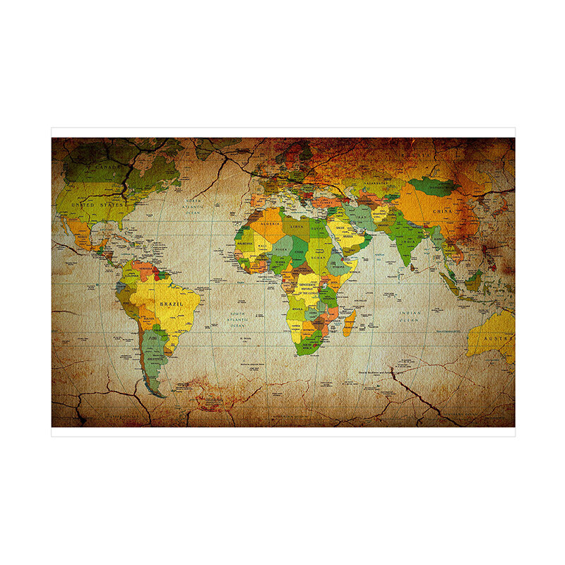 150*100 см винтажная карта мира на английском, нетканый материал, Современный художественный фон, украшение комнаты, товары для путешествий и классов