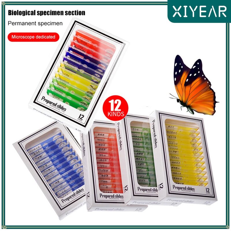 48pcs/60pcs Kids Prepared Microscope Slides Of Animals Insects Plants Flowers Biological Specimens For Kids’ Microscopes